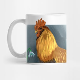 Rooster and snowdrop flower Mug